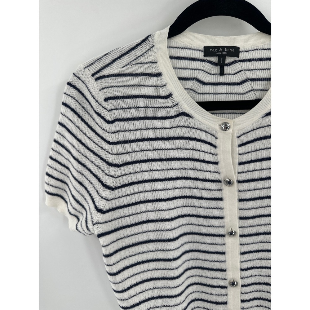 Rag & Bone Dina Stripe Cardigan Short Sleeve Small - Picture 4 of 7